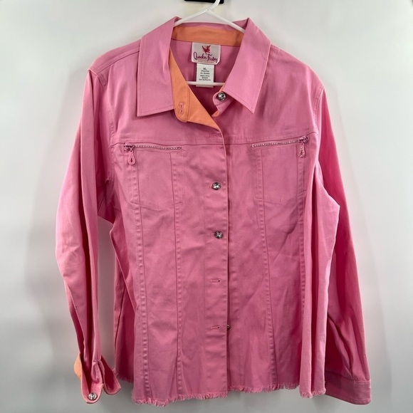 Quacker Factory pink jacket button front size XL - Picture 1 of 6